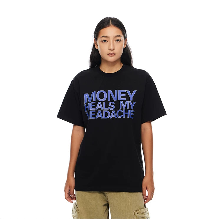 HEADACHE Bold Letter Print Round Neck Tee