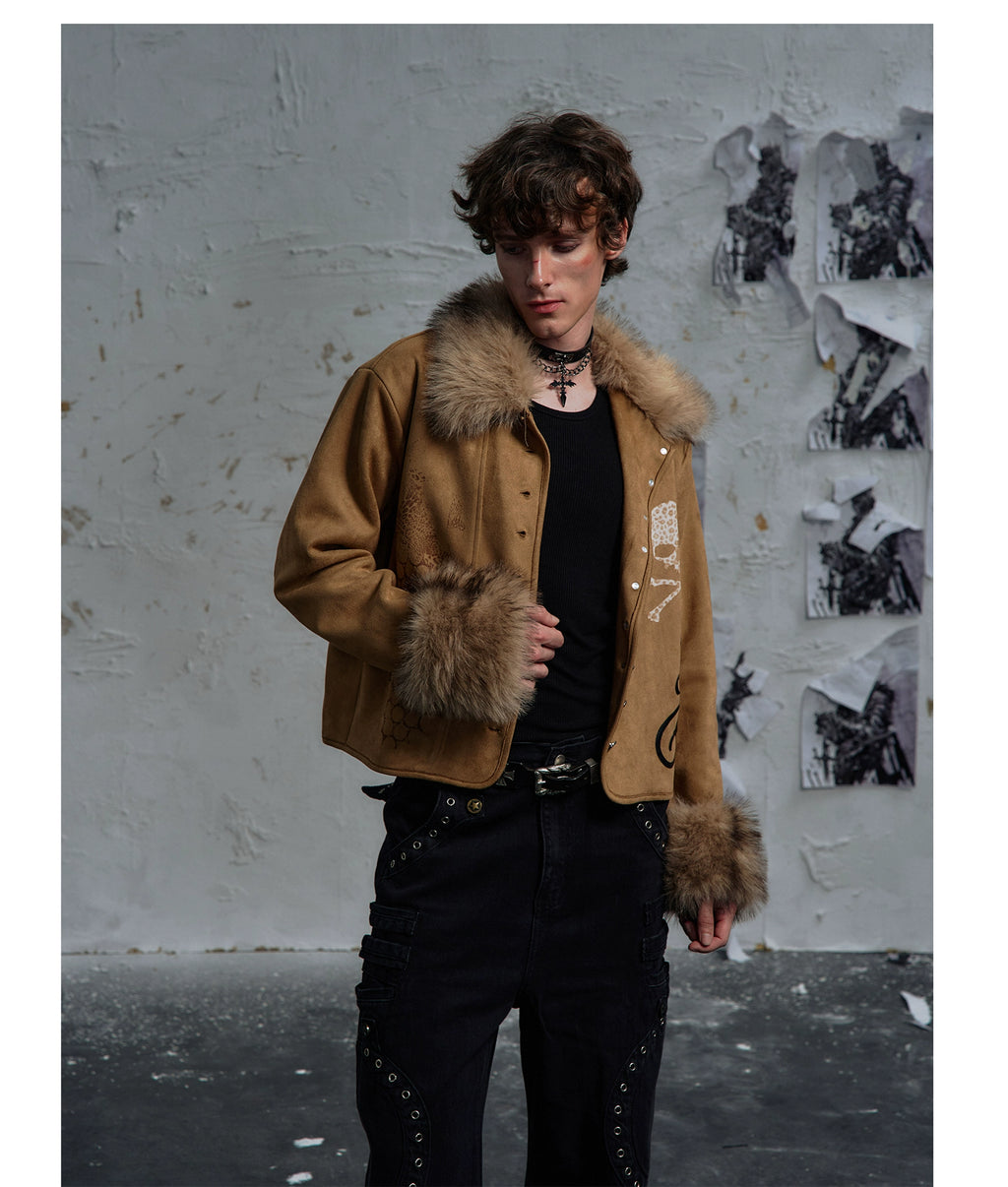 PAIKI Desert Fringed Skull Fur Collar Jacket