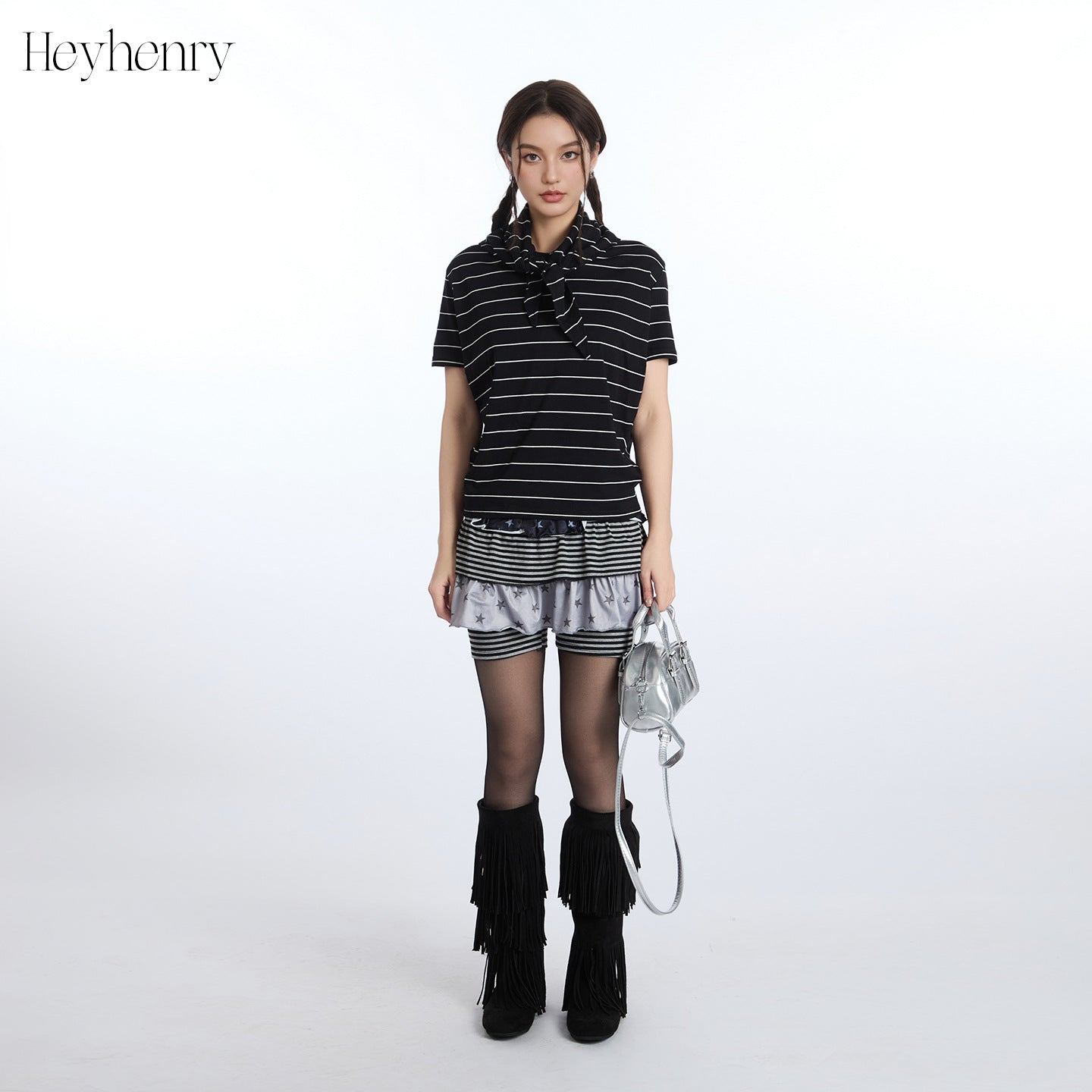 HeyHenry Striped Removable Shawl Casual Tee