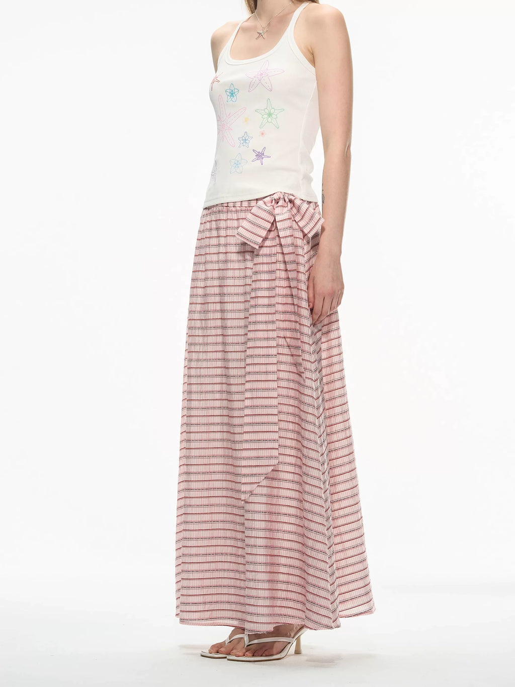 THELIGHT Striped Loose Breathable Strap Dress