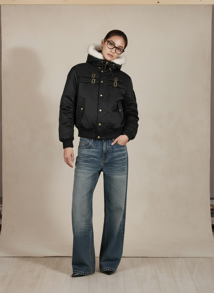 Eme Hooded Short and Wide Thickenedheattech Cotton Jacket