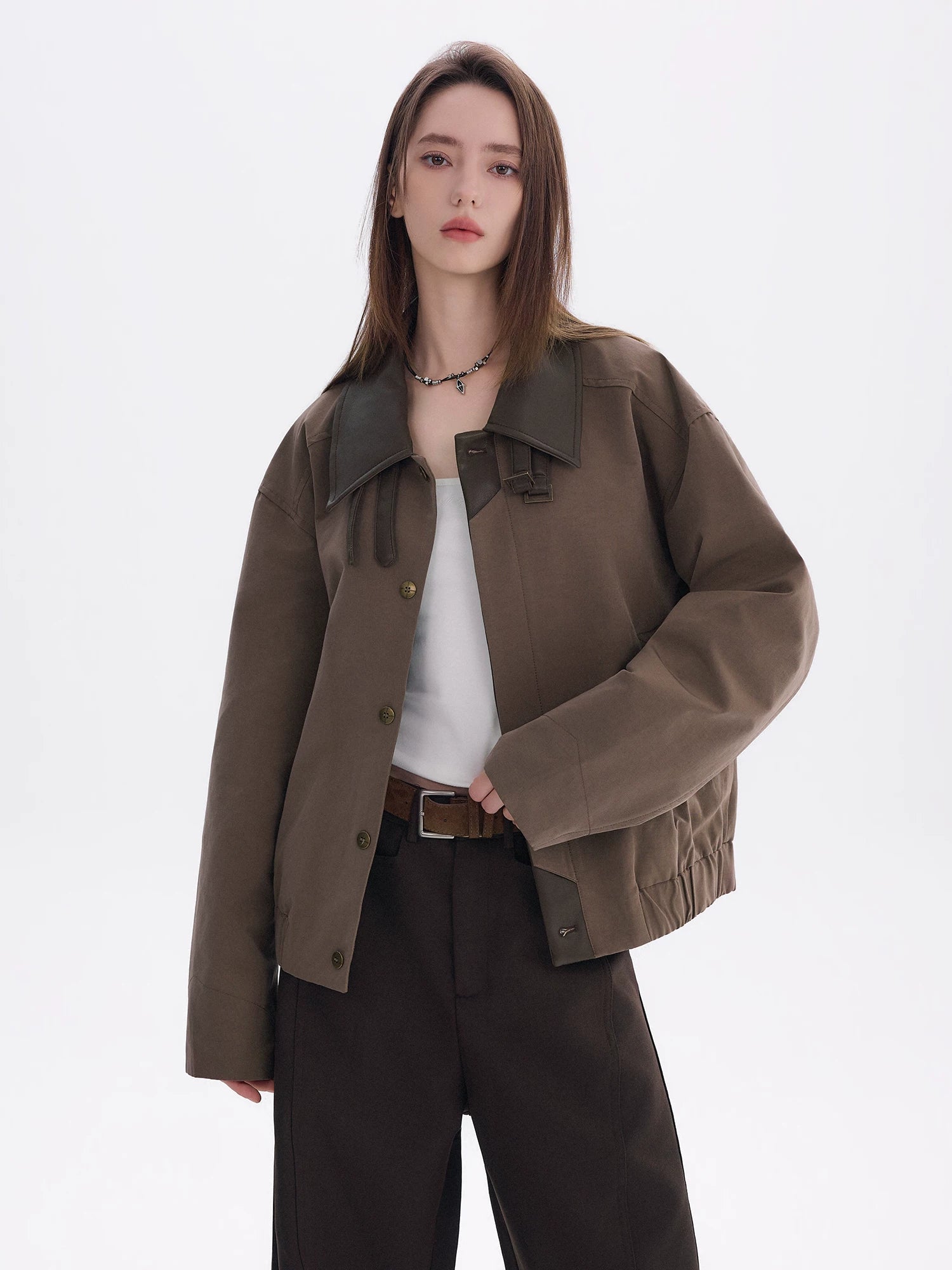CHOR Stitched Fake Two Contrasting Long-Sleeved Shirts