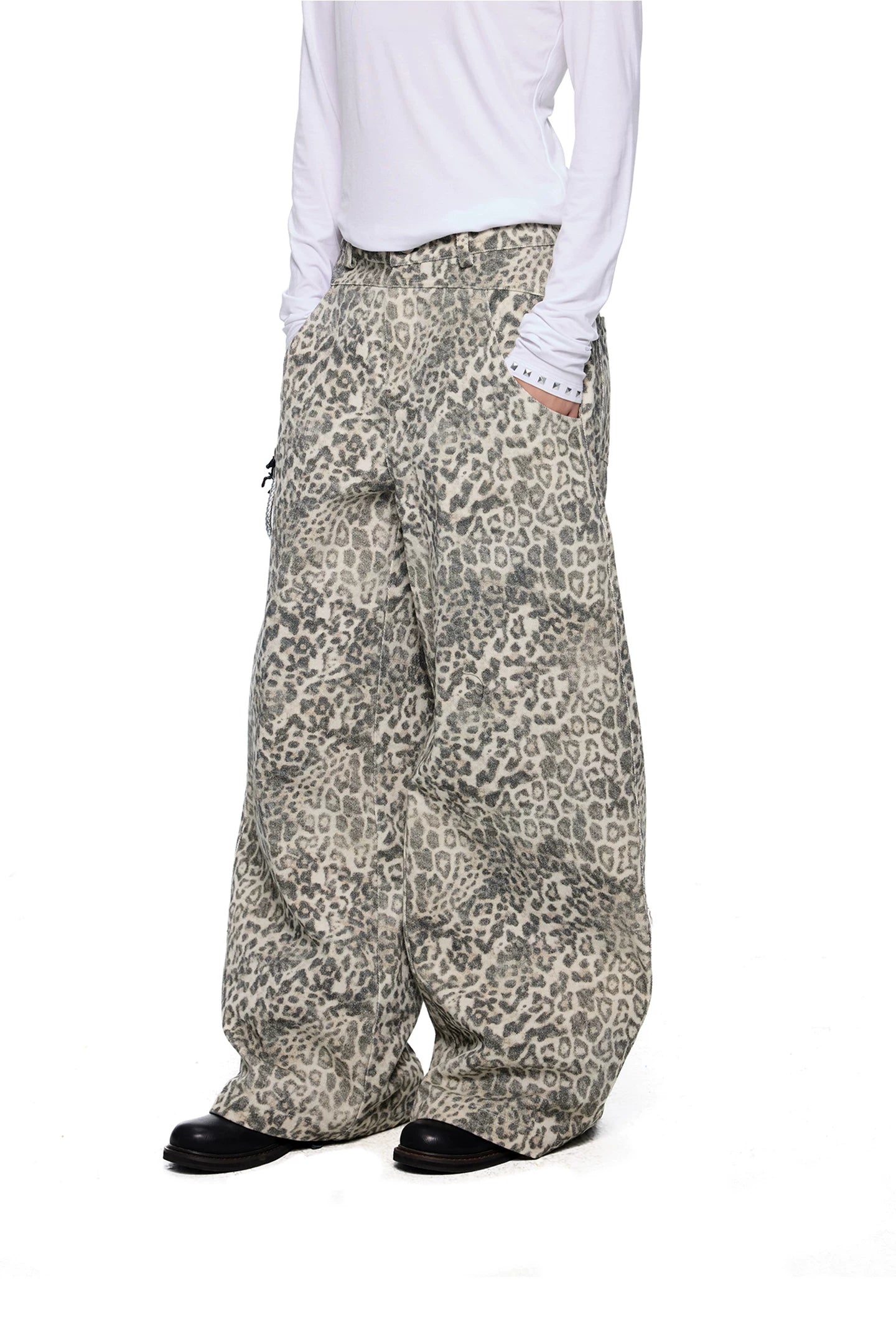 EZEK Retro Leopard Print Casual Loose Wide-leg Pants