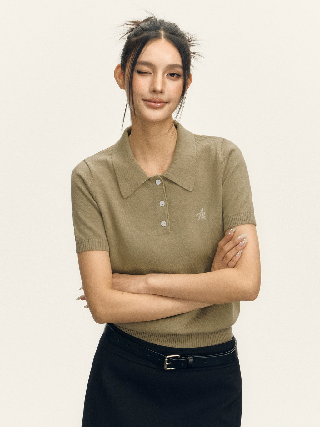 Ariseism Vintage Polo Collar Slim Knitted Tee