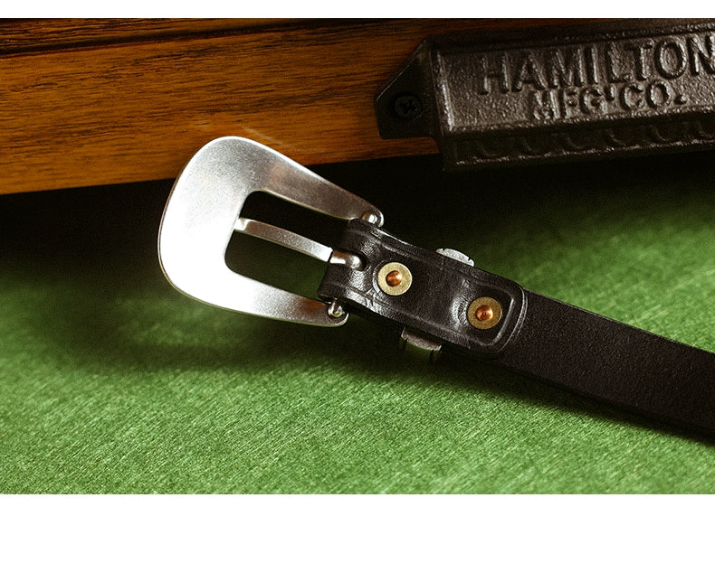 HALF WORK American denim cavalry belt retro tanned leather handmade pure cowhide leather belt for men and women