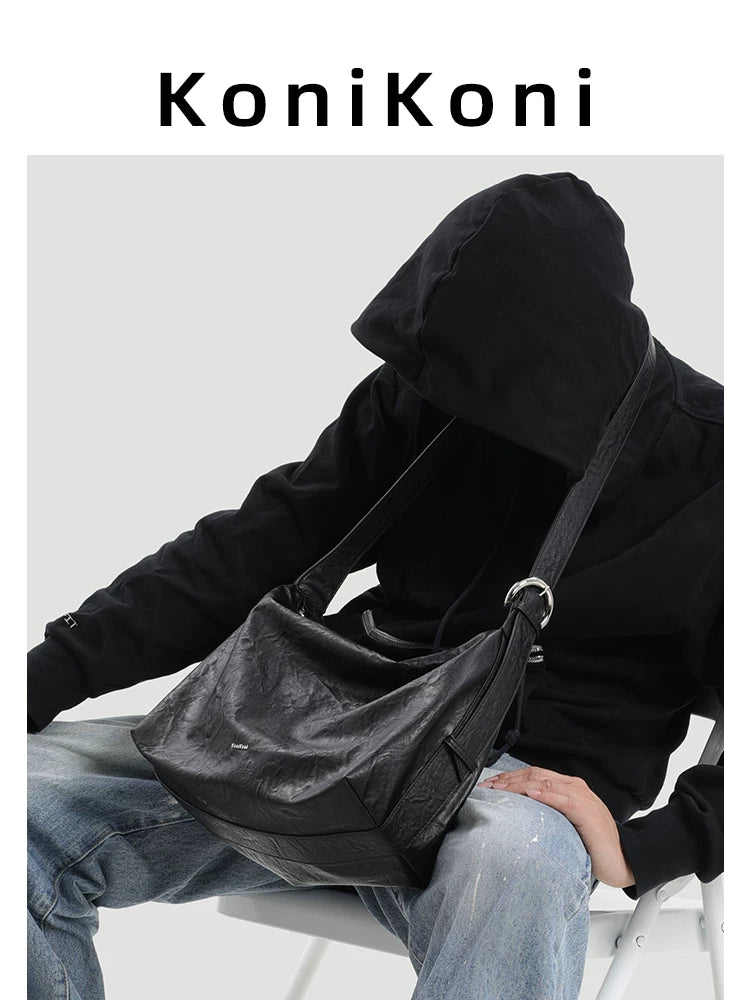 KoniKoni Leather Crossbody Tote Bag