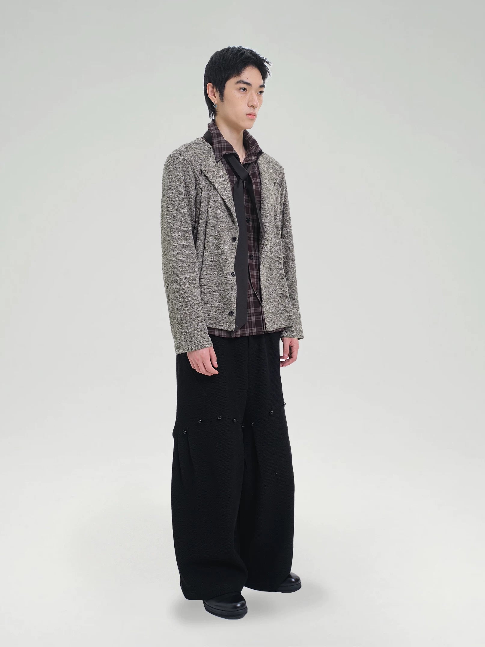 TZ Killer Stitching Double Neck Contrasting Plaid Shirt