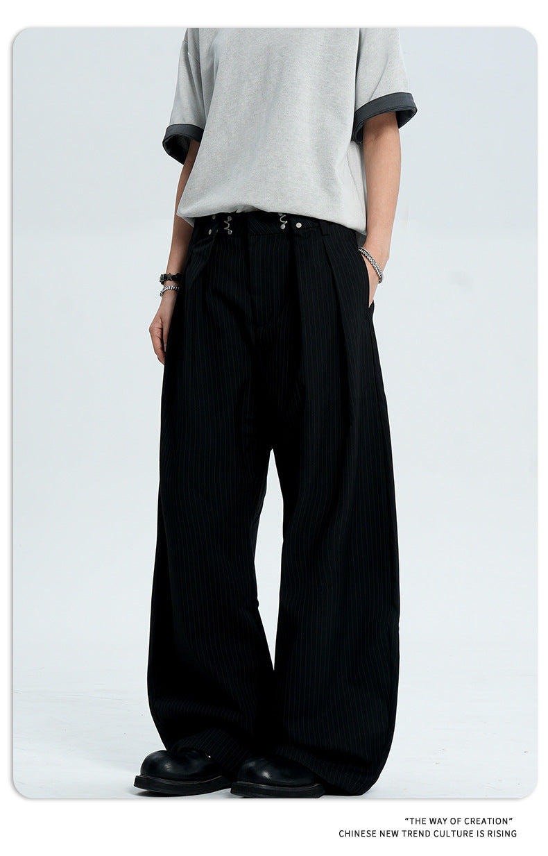 11KN Striped Skinny Casual Wide Leg Pants