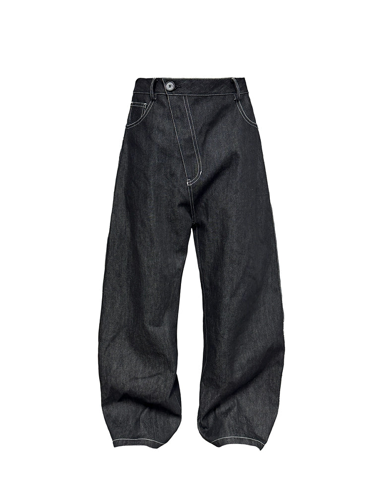 JCAESAR DENIMS Slant Placket Slightly Pulled Scimitar Jeans