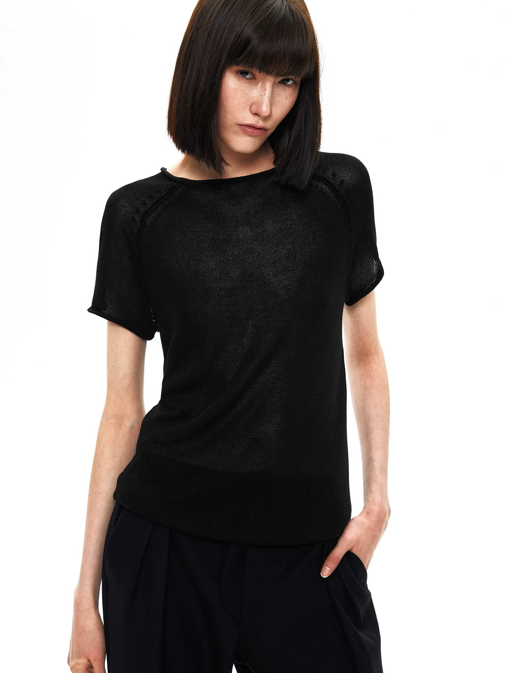 Slight Vogue Curled Lazy Textured Tee