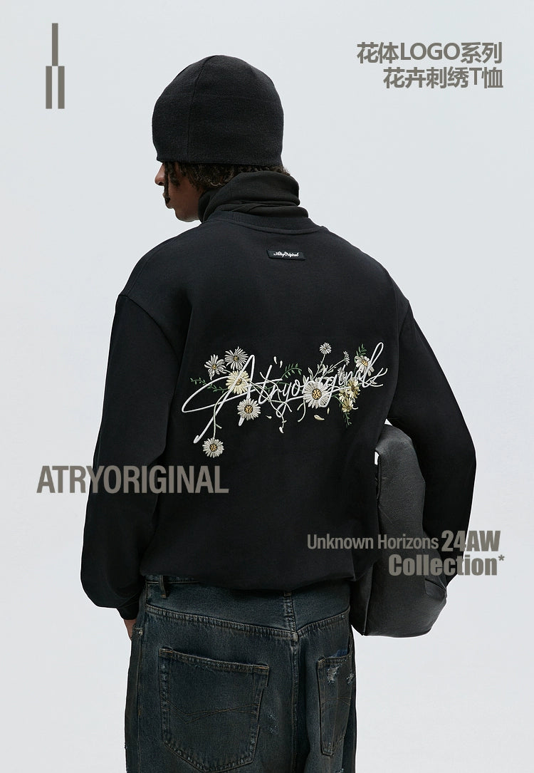 ATRY Flower Body LOGO Flower Embroidery Loose Long Sleeve