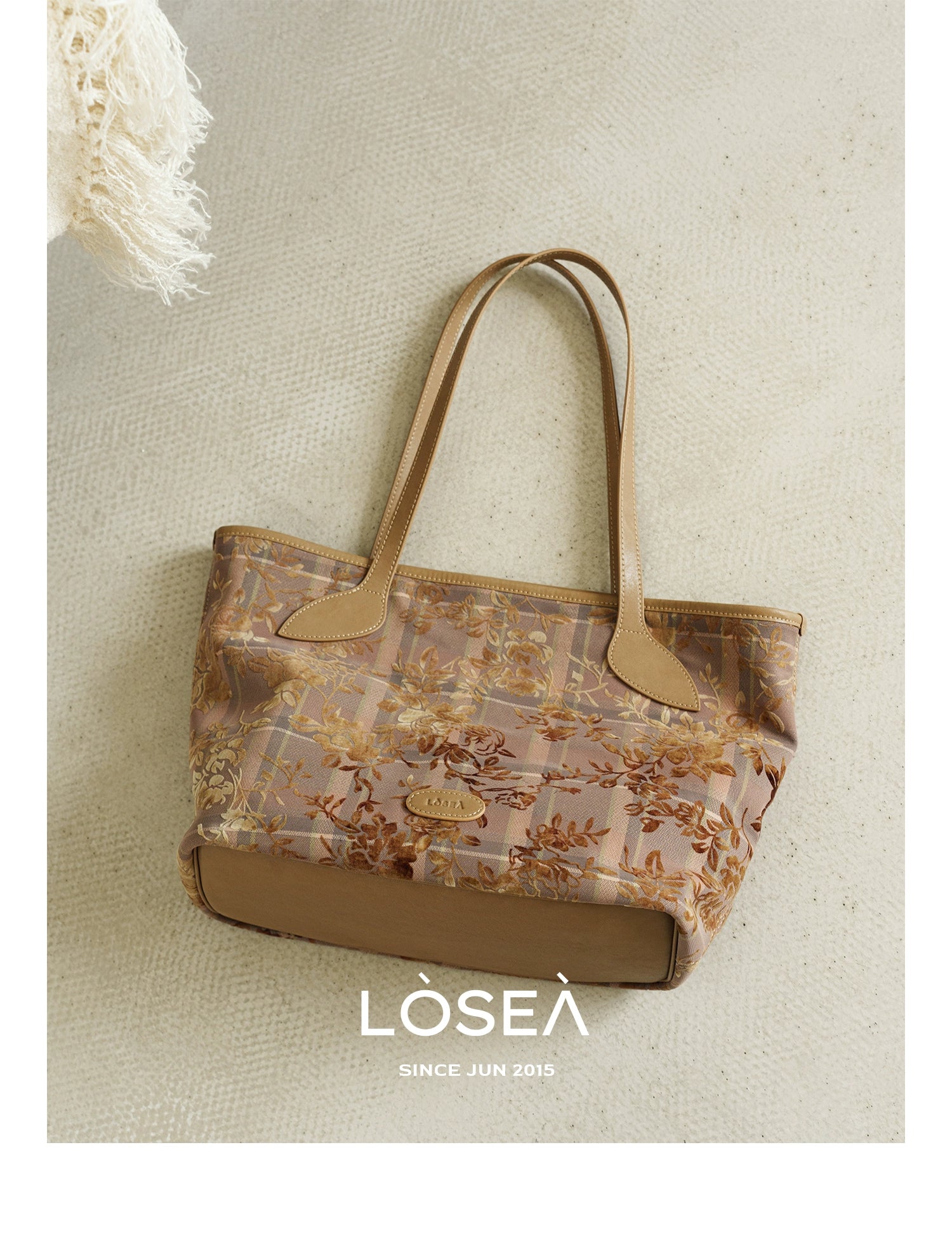 LOSEA Lu Xi All Things Grow Tie-dye flocking large-capacity tote bag