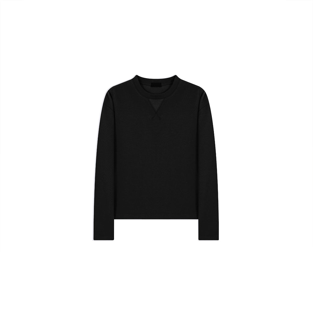 PLUS NO LOGO Casual Bamboo Pattern Round Neck Long Sleeve