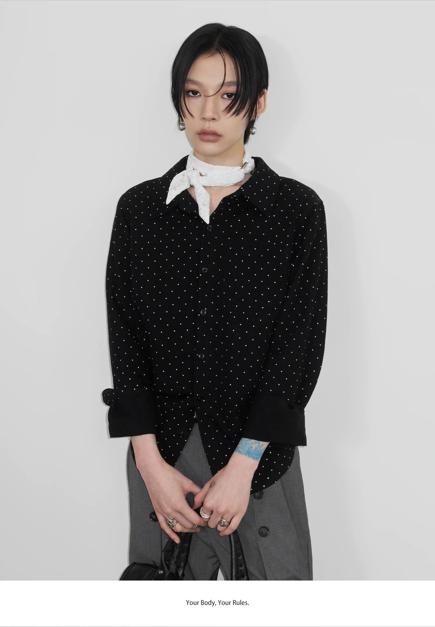 Sameuoo Front Shoulder Casual Long Sleeve Shirt