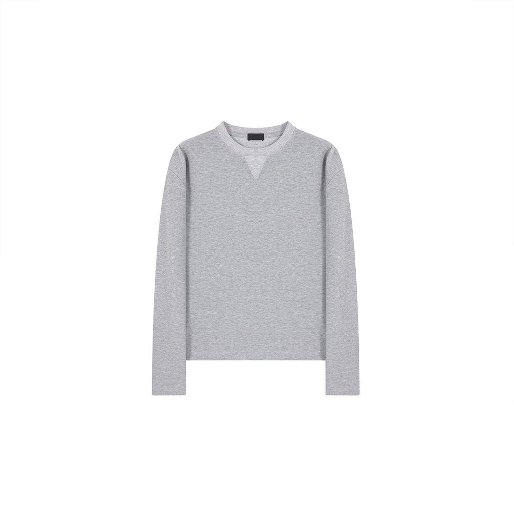 PLUS NO LOGO Casual Bamboo Pattern Round Neck Long Sleeve