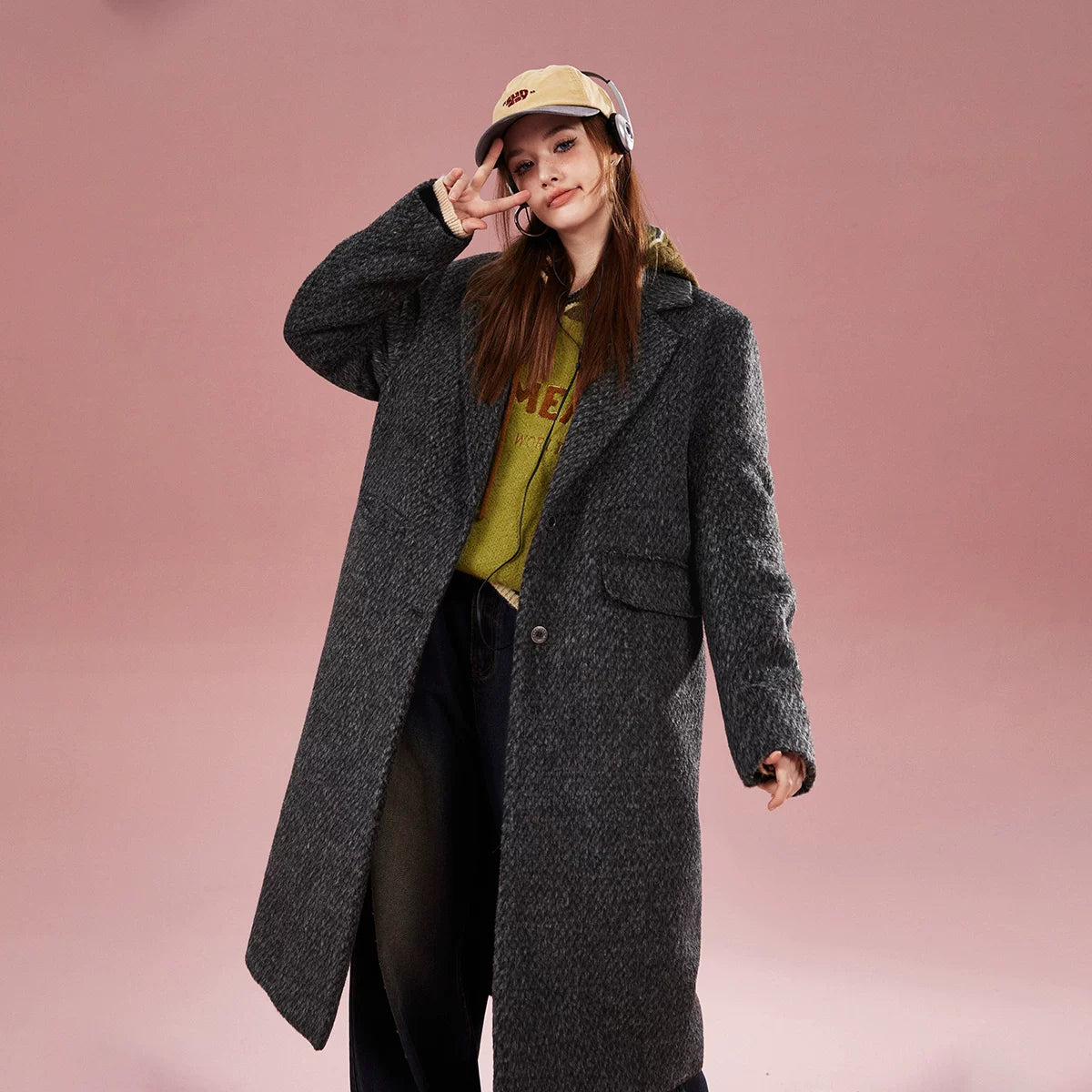 Imone Soft Waxy Shoulder Pads Turned Over Tweed Jacket