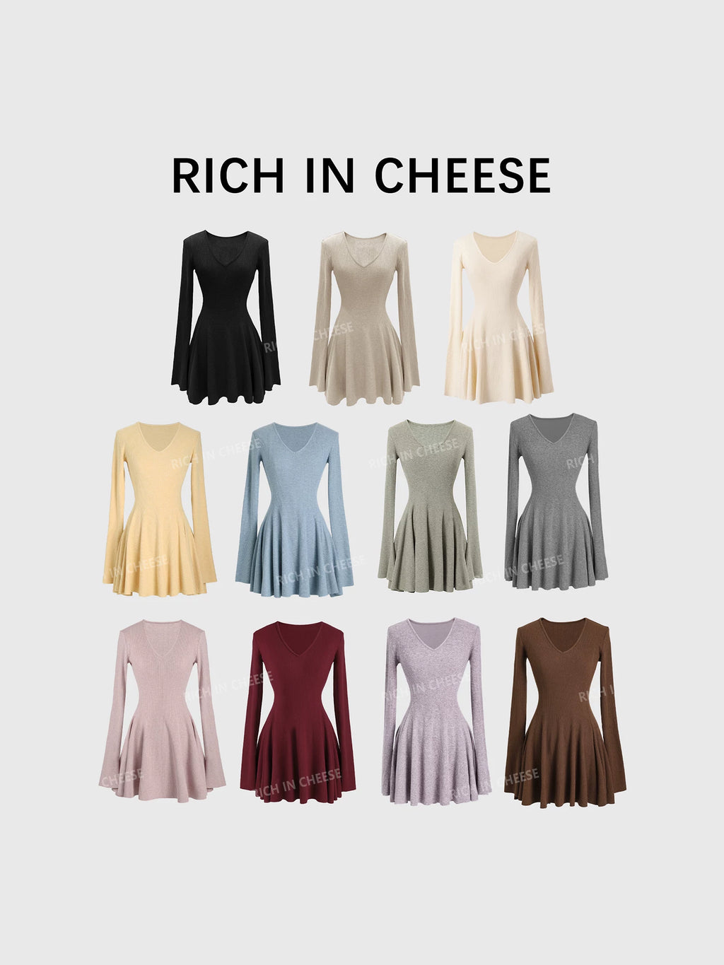 RICH IN CHEESE Knitted Waist Slim Dress