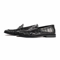 AMBSOM Pointed Eel Pattern One-pedal Leather Shoes