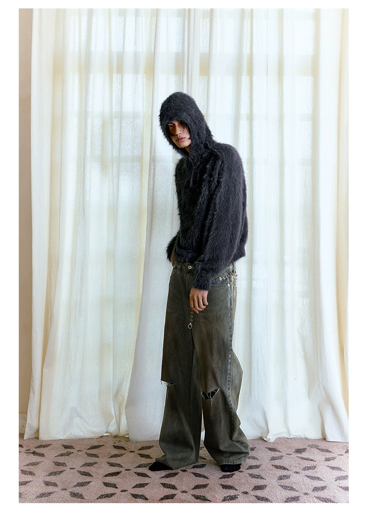 JCAESAR Ink-splashed Dirty-dyed Straight Jeans