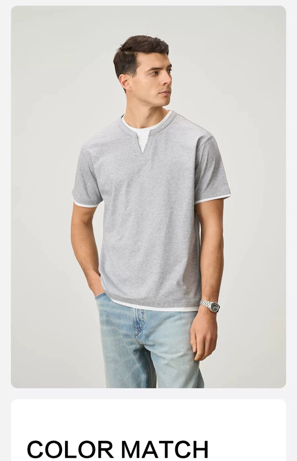 SIMWOOD Cool Fake Two Pieces Casual Loose Tee