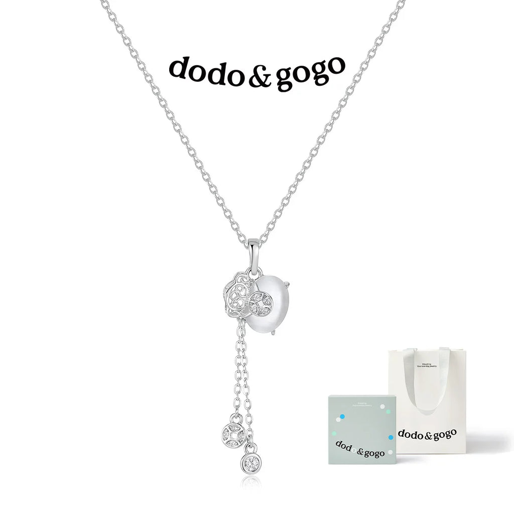 DODOGOGO Lucky Bag Fringed Sterling Silver Pendant Necklace