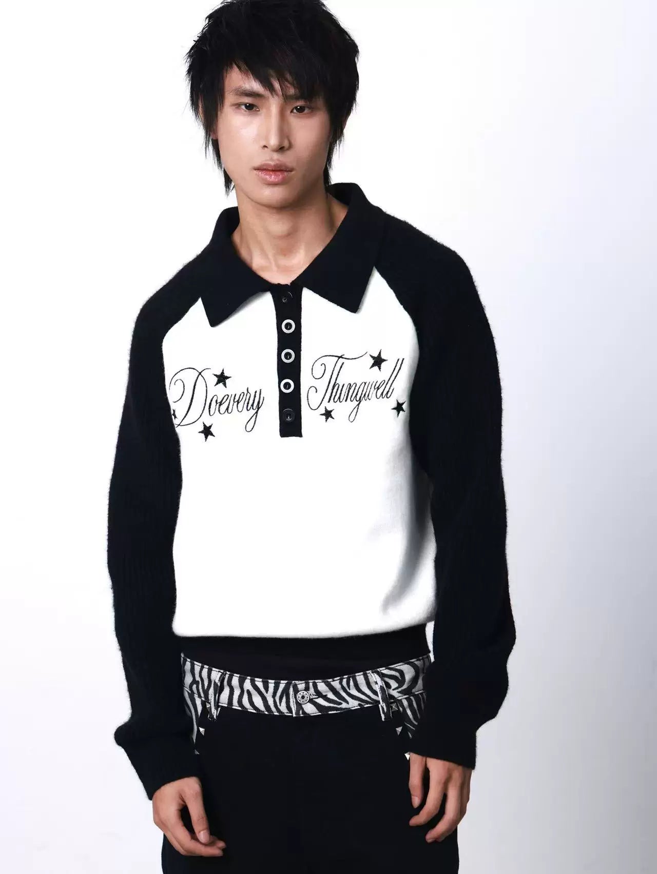 DETW Vintage Contrasting Print Knitted Sweater