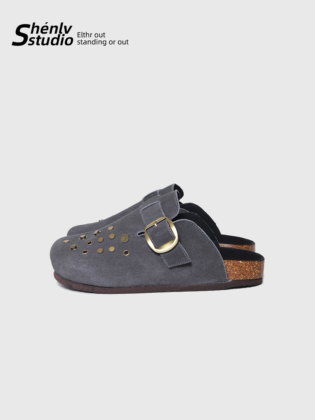 SHENLV STUDIO Metal Rivets One-pedal Outer Bag Head Slippers