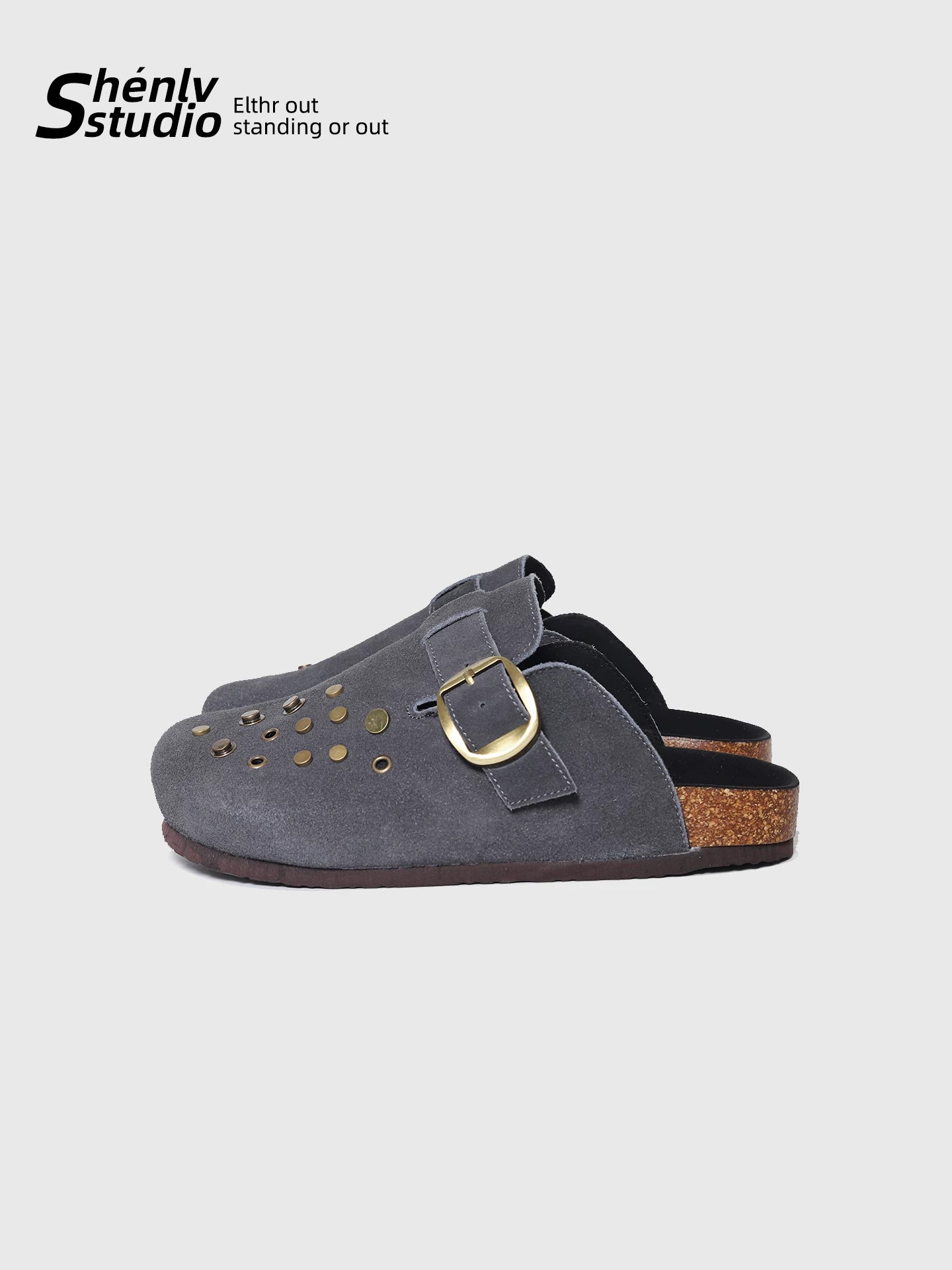 SHENLV STUDIO Metal Rivets One-pedal Outer Bag Head Slippers