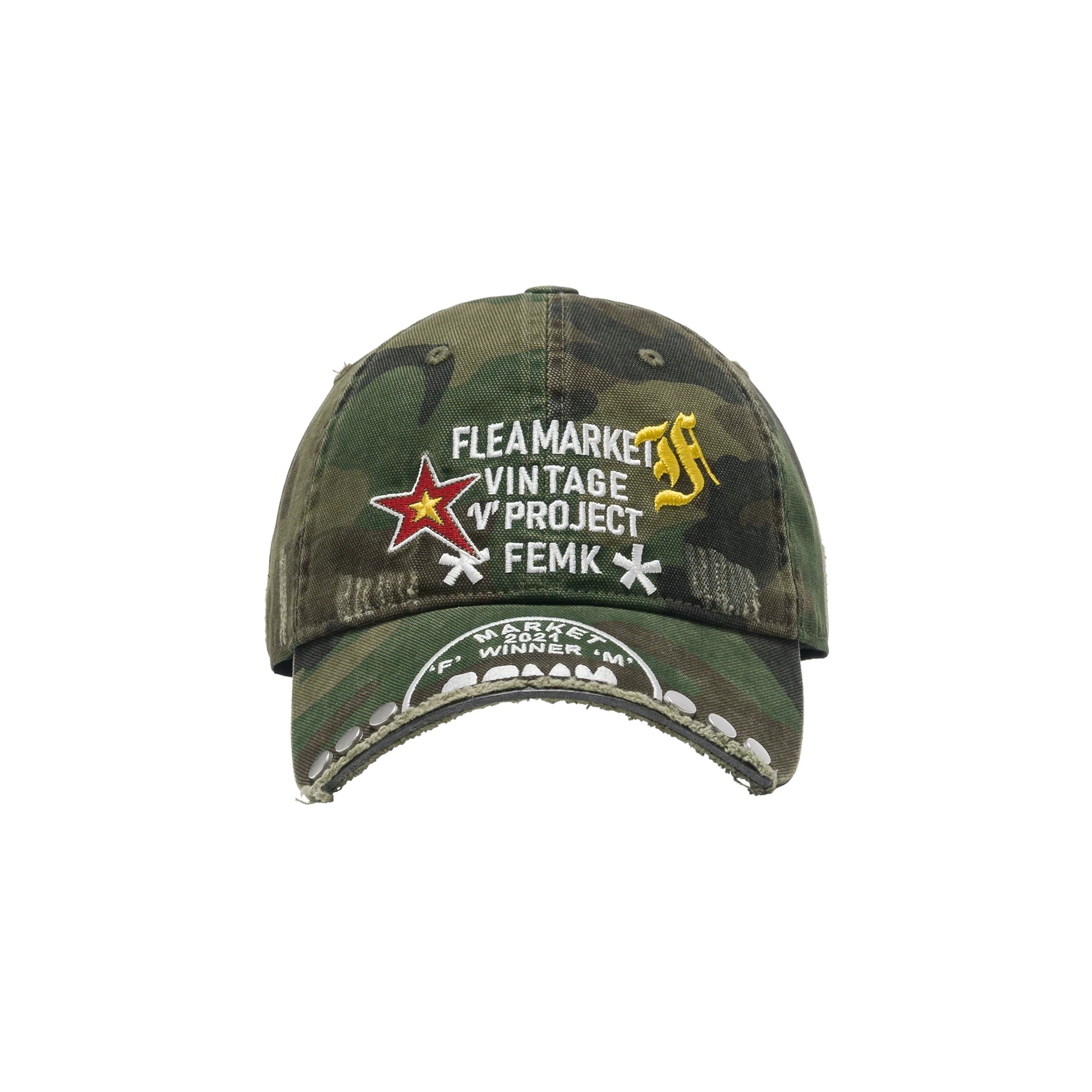 Fleamarket Vintage Frayed Burr Rim Versatile Embroidered Baseball Cap