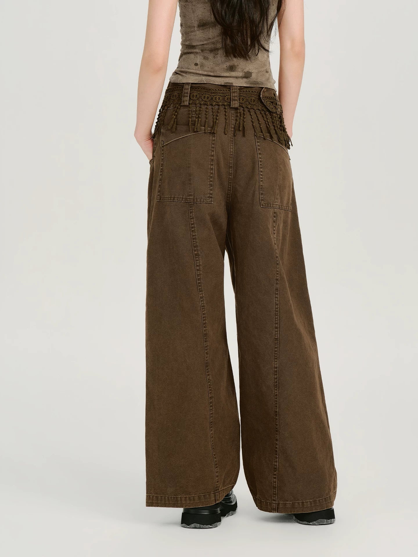 Girlyhalo Vintage Wide-leg Slacks