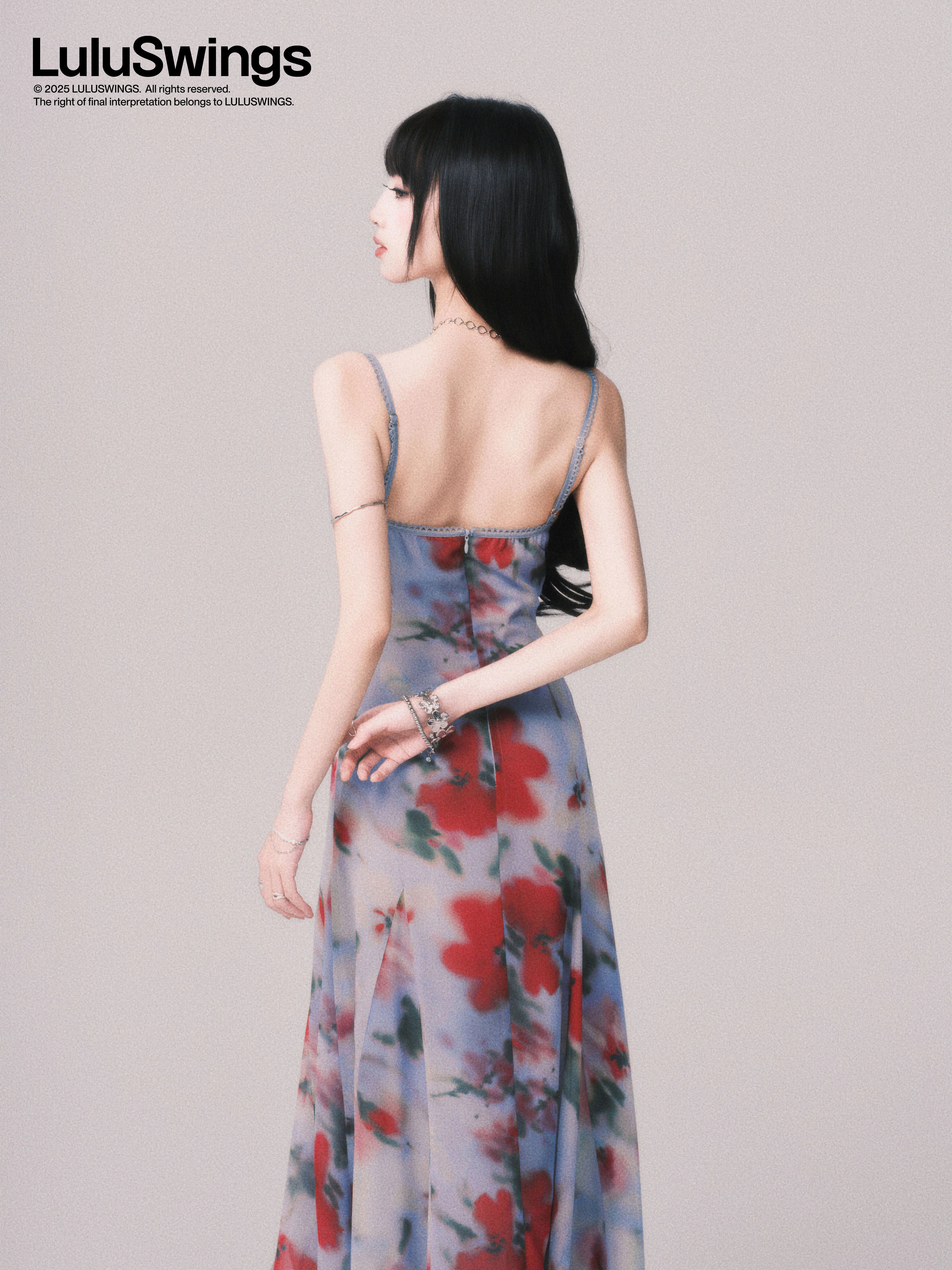 LULUSWINGS Swinging Neck Smudge Print Seaside Suspender Skirt