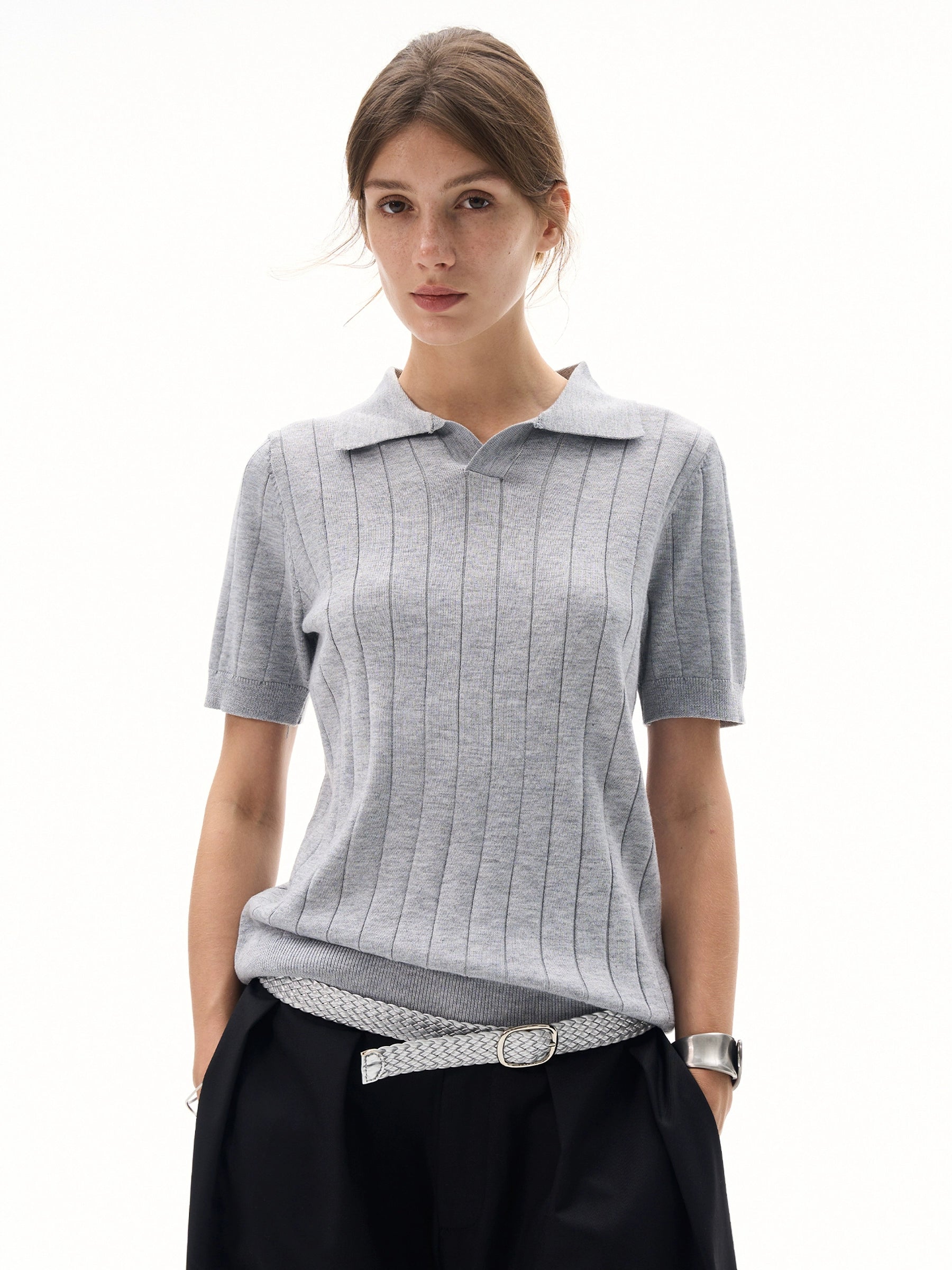 MADWITC Retro Knitted Simple Casual Polo Shirt