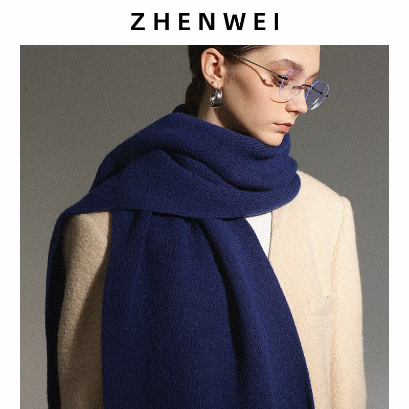 ZHENWEI 100% Wool Enlarged and Widened Knitted Long Scarf