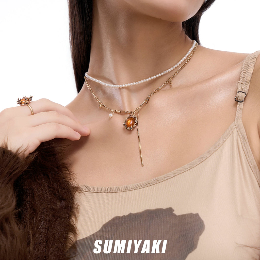 SUMIYAKI Vintage Embossed Honey Necklace
