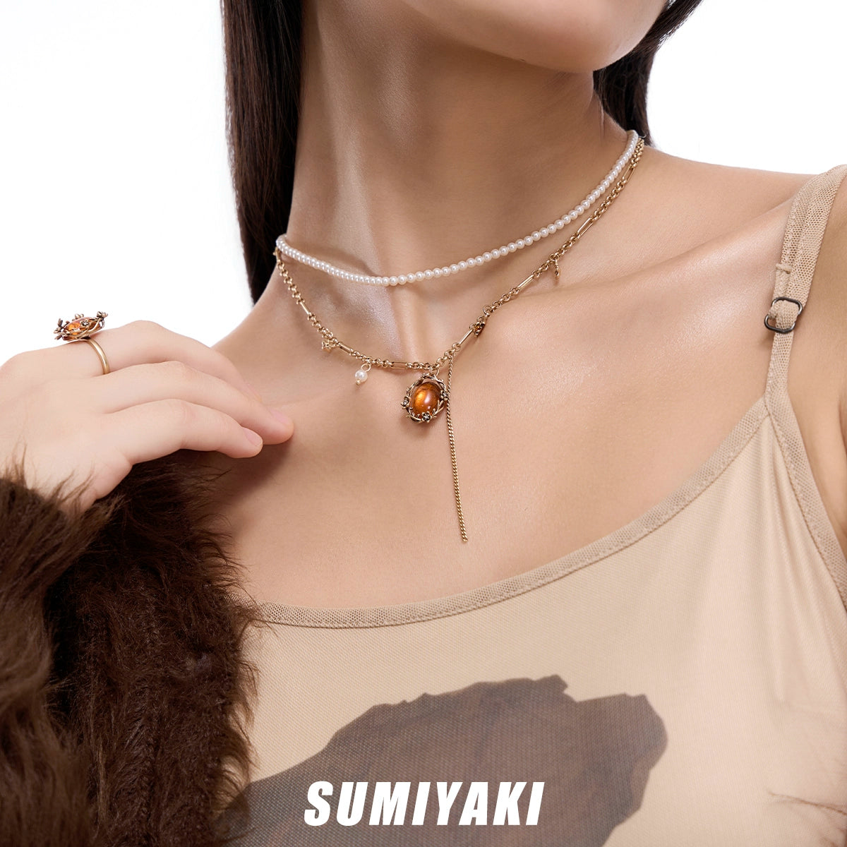 SUMIYAKI Vintage Embossed Honey Necklace
