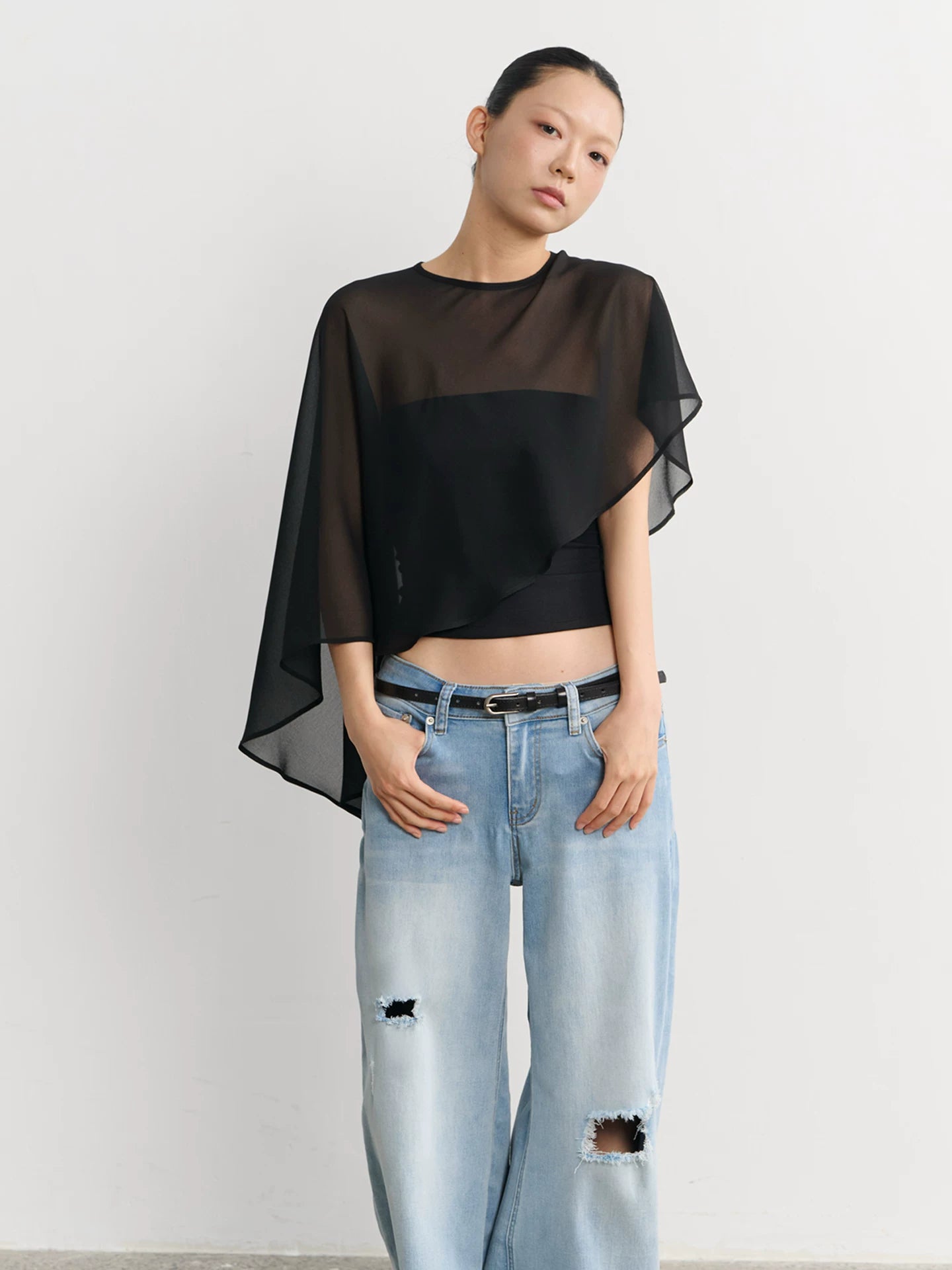 LINY LIBERTY Chiffon Short Light Sunscreen Blouse
