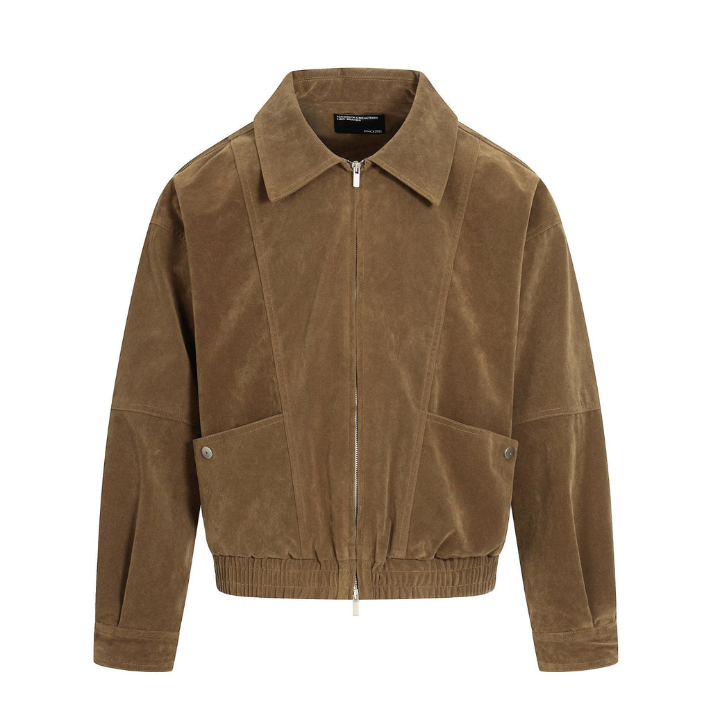 11KN Retro Thermal Imitation Leather Velvet Casual Lapel Jacket