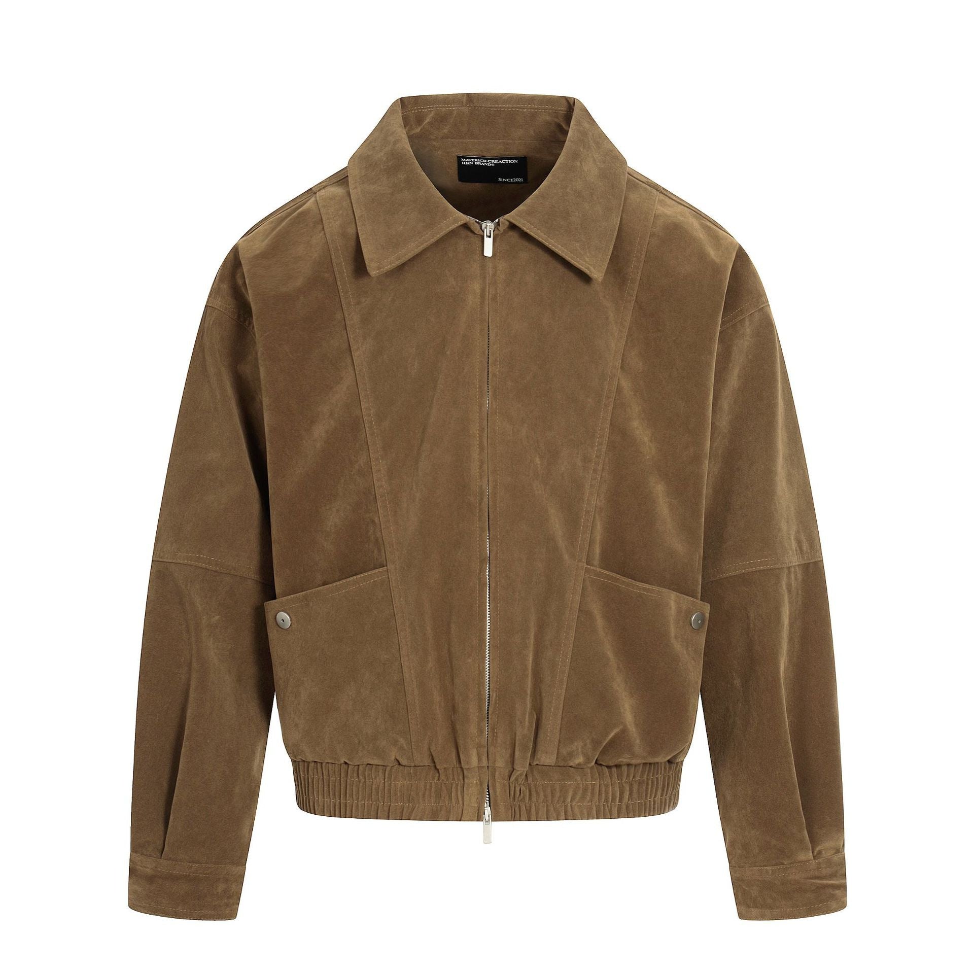 11KN Retro Thermal Imitation Leather Velvet Casual Lapel Jacket