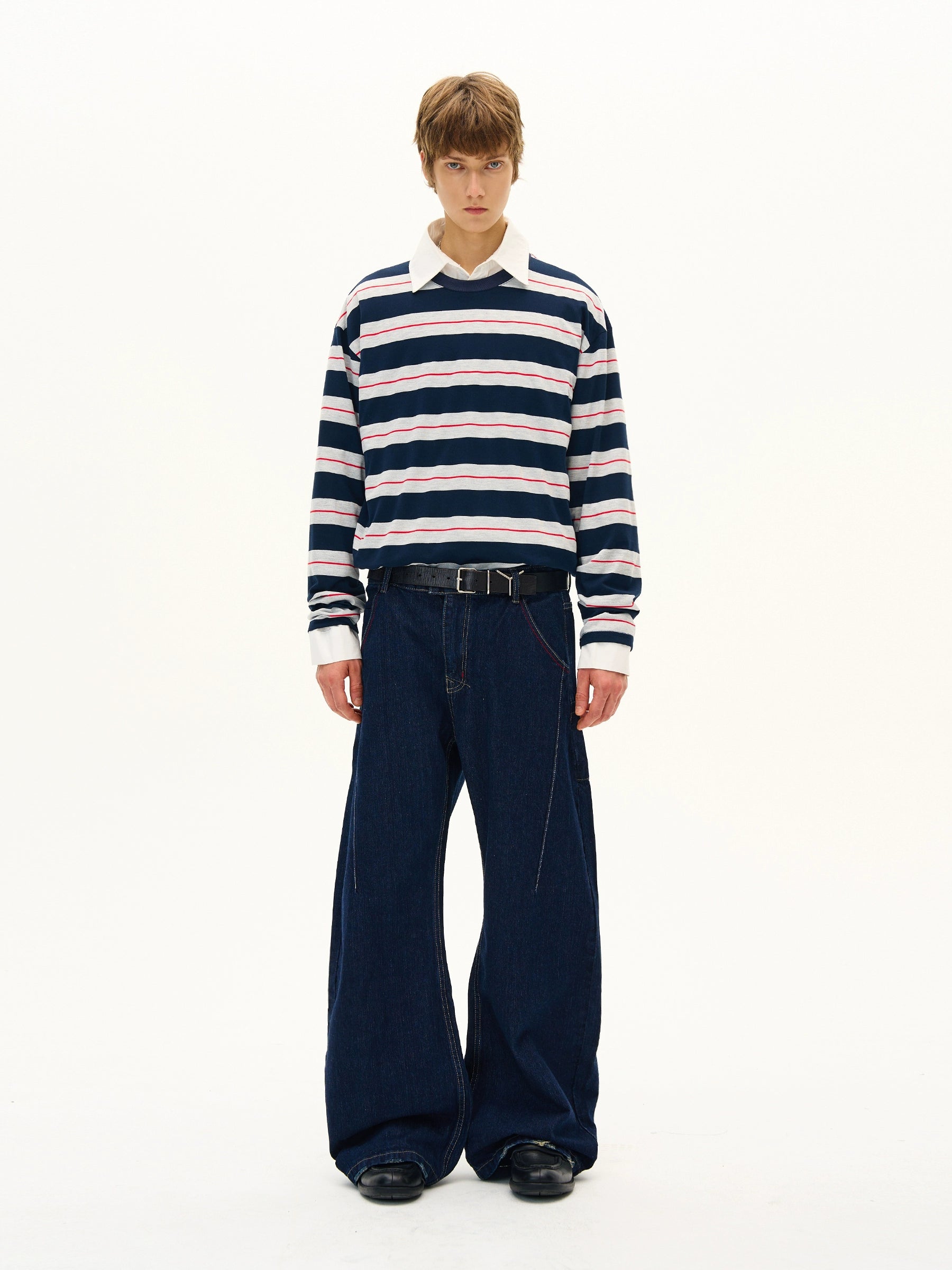 MADWITCH Classic Contrast Splicing Striped Long Sleeve