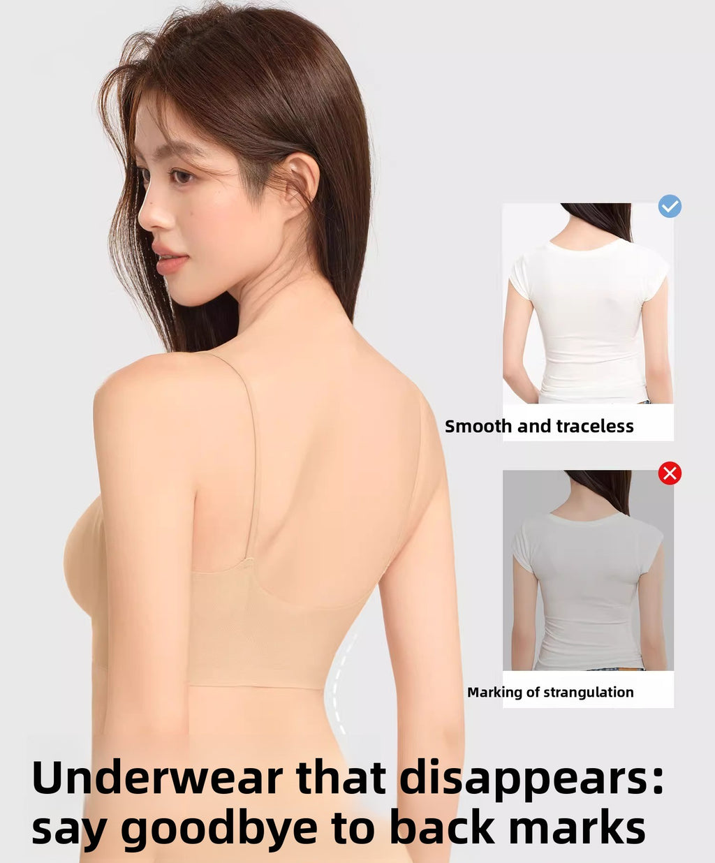 Secret World Traceless Gathering Skinny Strap Bra