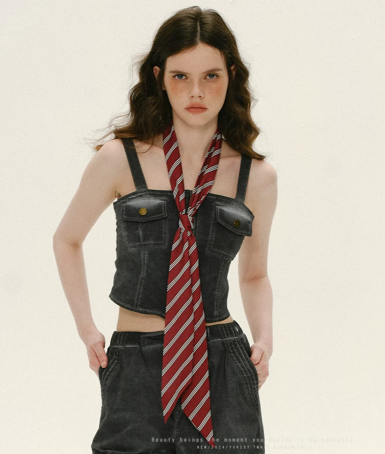 YORSOY Striped Ribbon Narrow Stripe Scarf