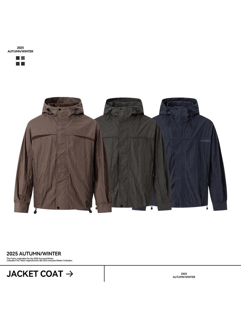UNF Contrasting Splicing Premium Simple Hooded Jacket