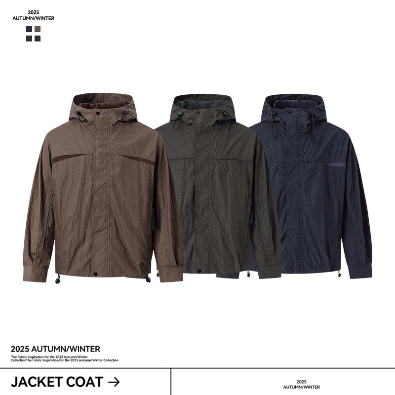 UNF Contrasting Splicing Premium Simple Hooded Jacket