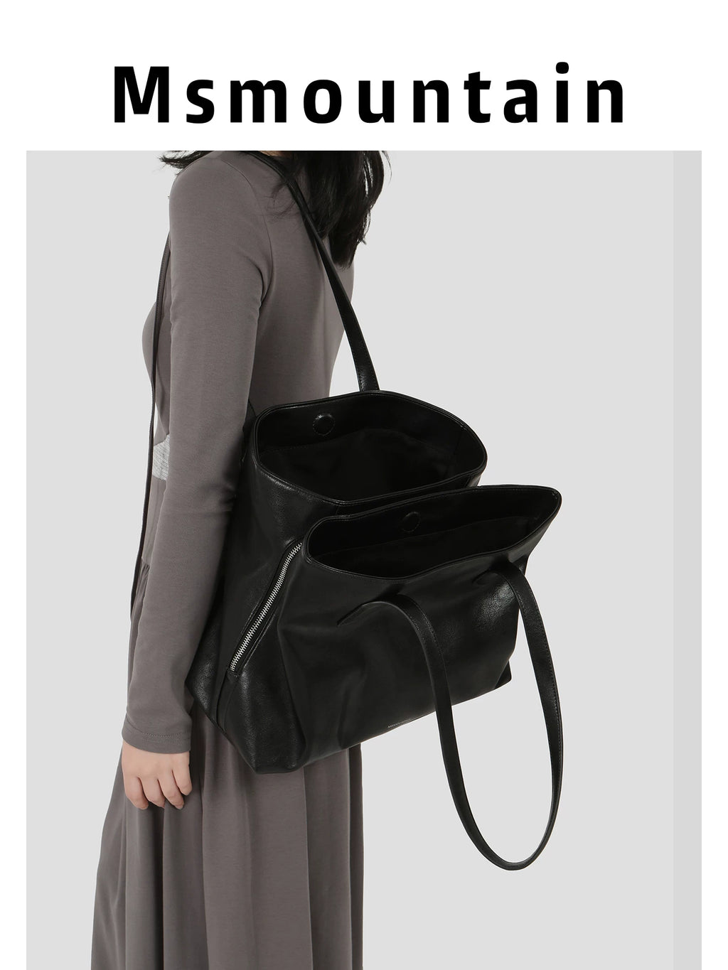 Msmountain Leather Niche Large Capacity Tote Bag