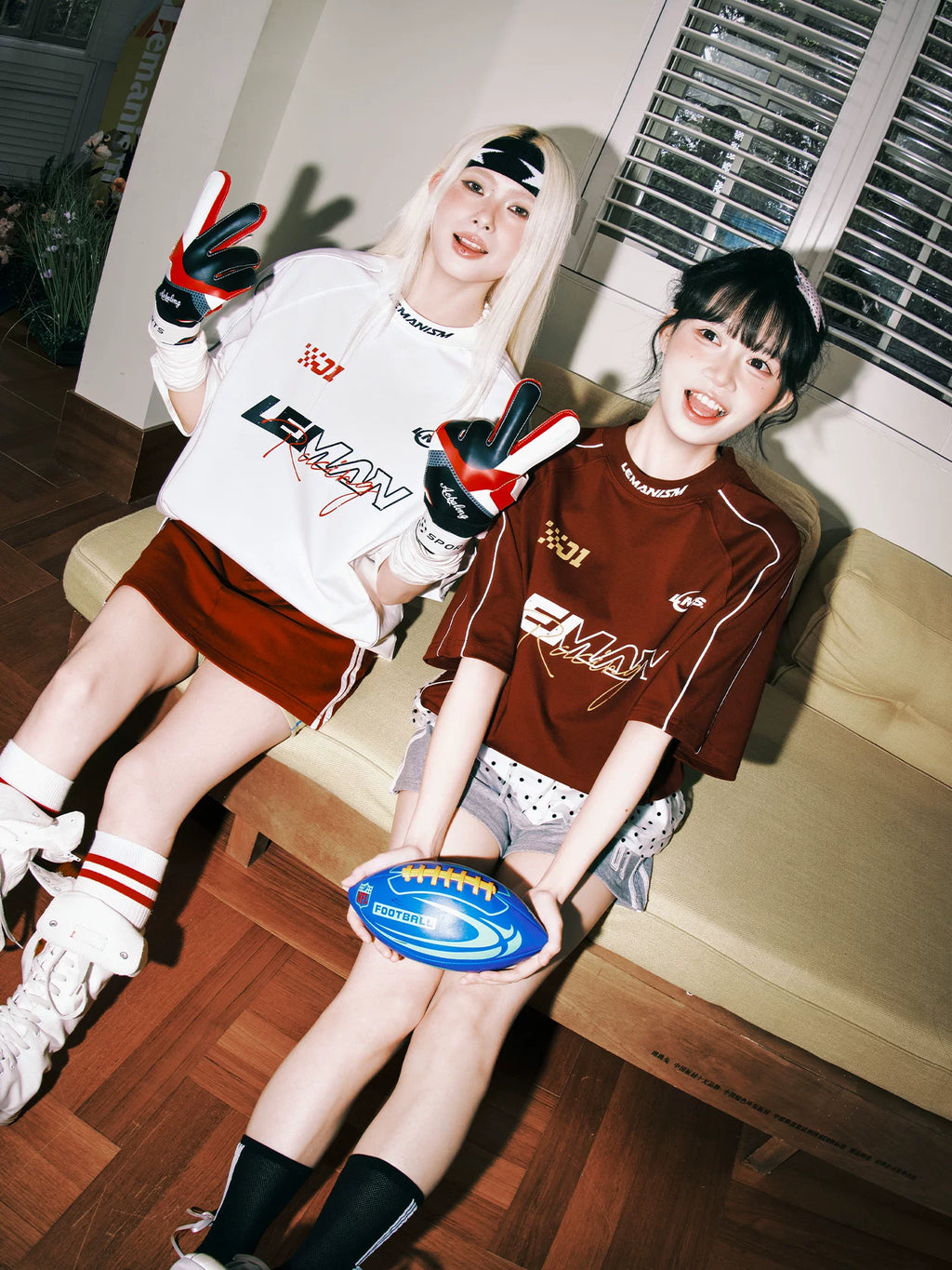 Lemanism Letter Line Contrasting Color Casual Tee
