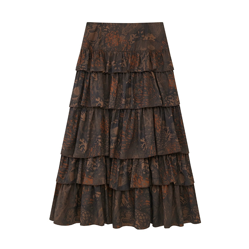 PHYS A-shaped Silhouette Light and Thin Hand-painted Long Skirt
