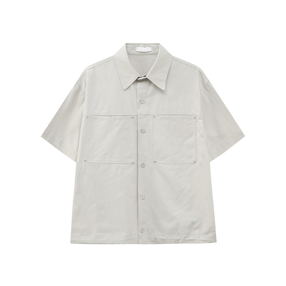 MTLCLOTHES Lapel Shirt Solid Color Tooling Casual Versatile Suit