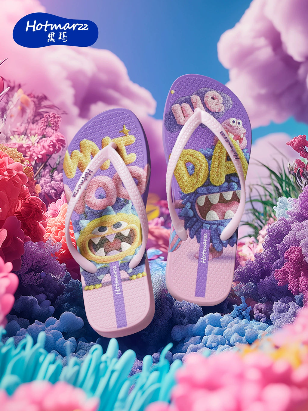 Hothotmarzz Casual Non-slip and Wear-resistant Cartoon Printed Flip-flops