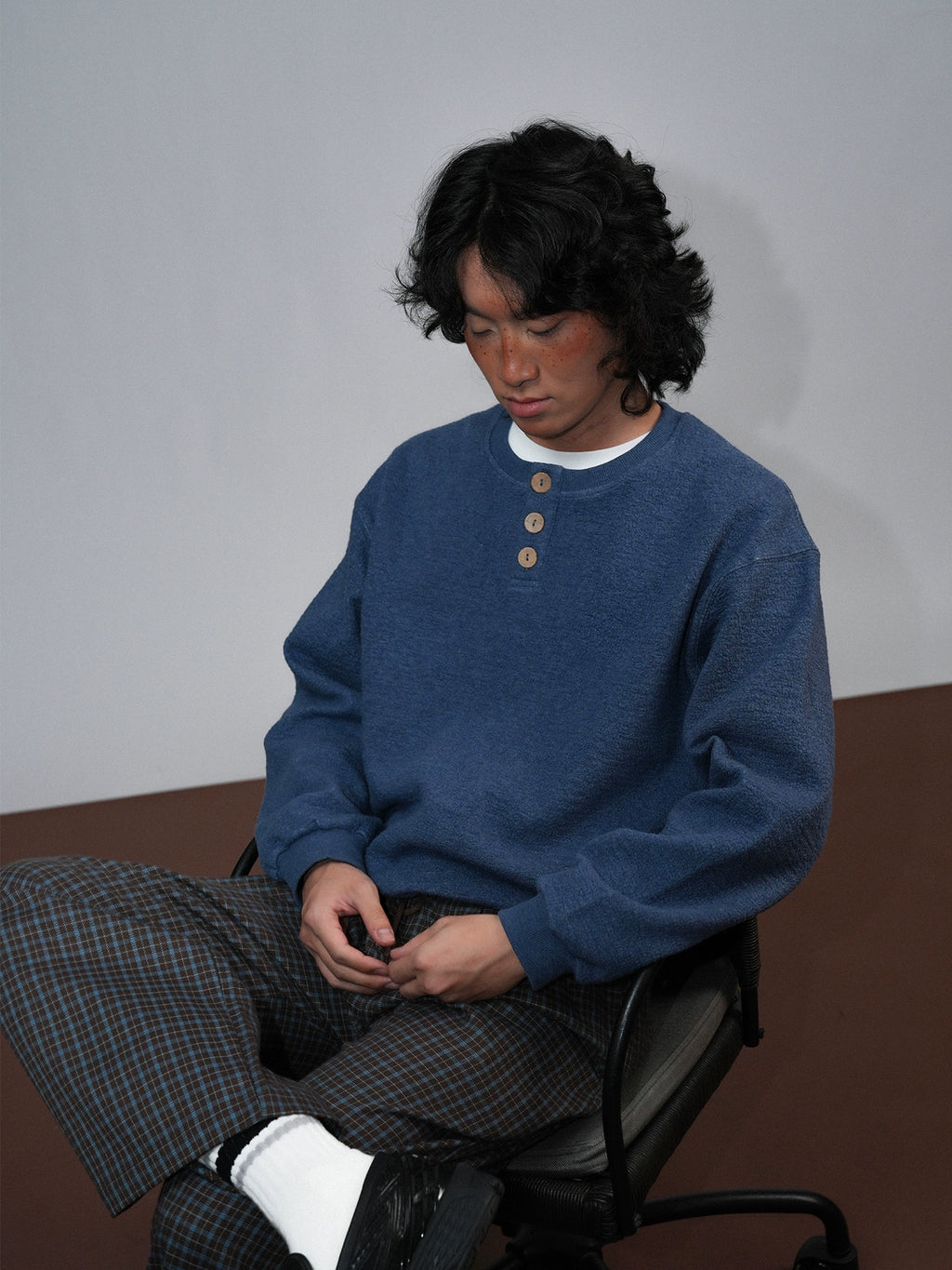 O3PARK Versatile Loose Baseball Collar Short Sweater