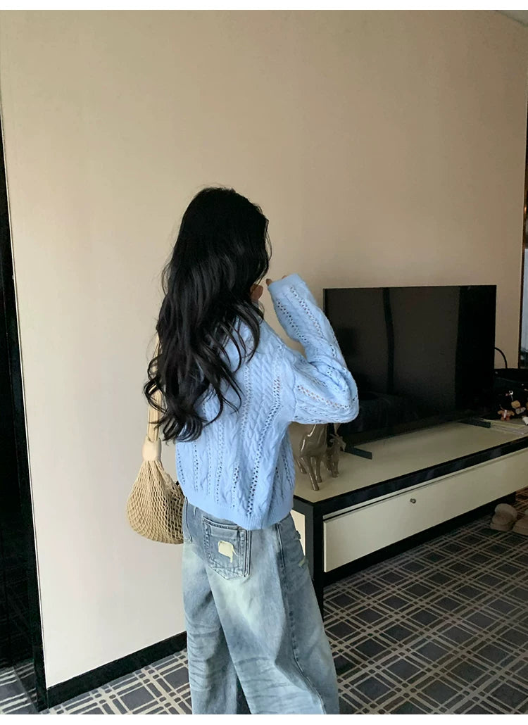 YOUNG KYLIN Hollow Casual Sweater Jacket